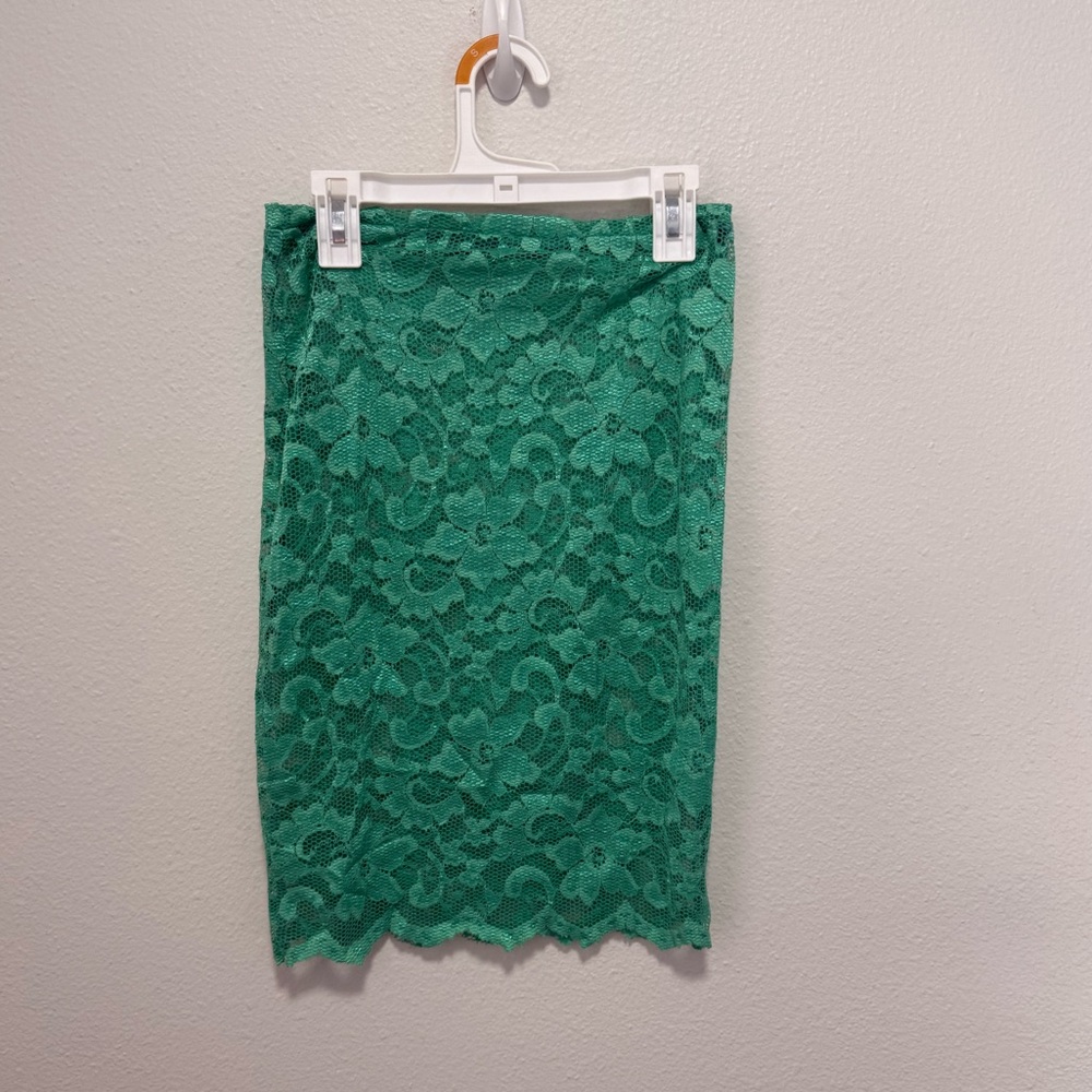 Elegant Green Lace Sheer Pencil Skirt Size X Small - Picture 3 of 3